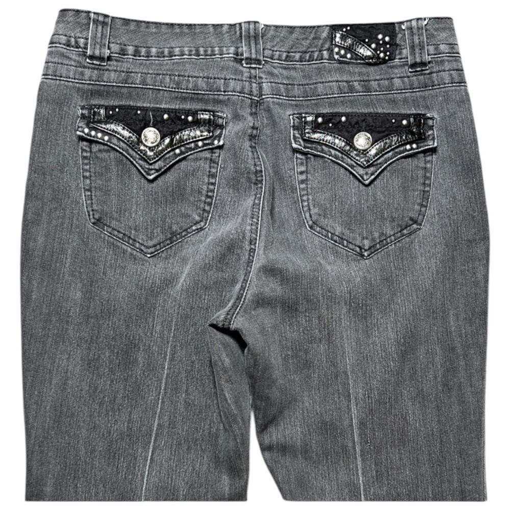 Y2K Style & Co Premium Petite Gray Bootcut Jeans Studded Flap Pocket 10P